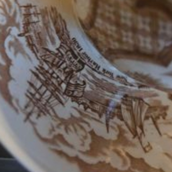 set staffordshire england Fair winds NY harbor 1830 connected China cups Saucers - Picture 6 of 7